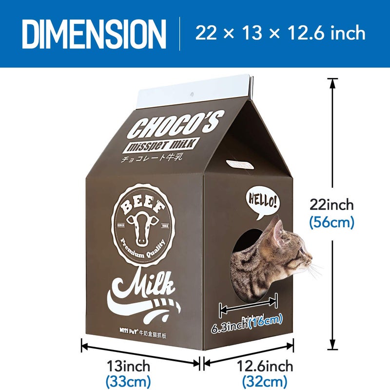 FluffyDream Cat Condo Scratcher Post Cardboard, Milk Box Shape Cat Scratching House Bed, Black Color - Image 2
